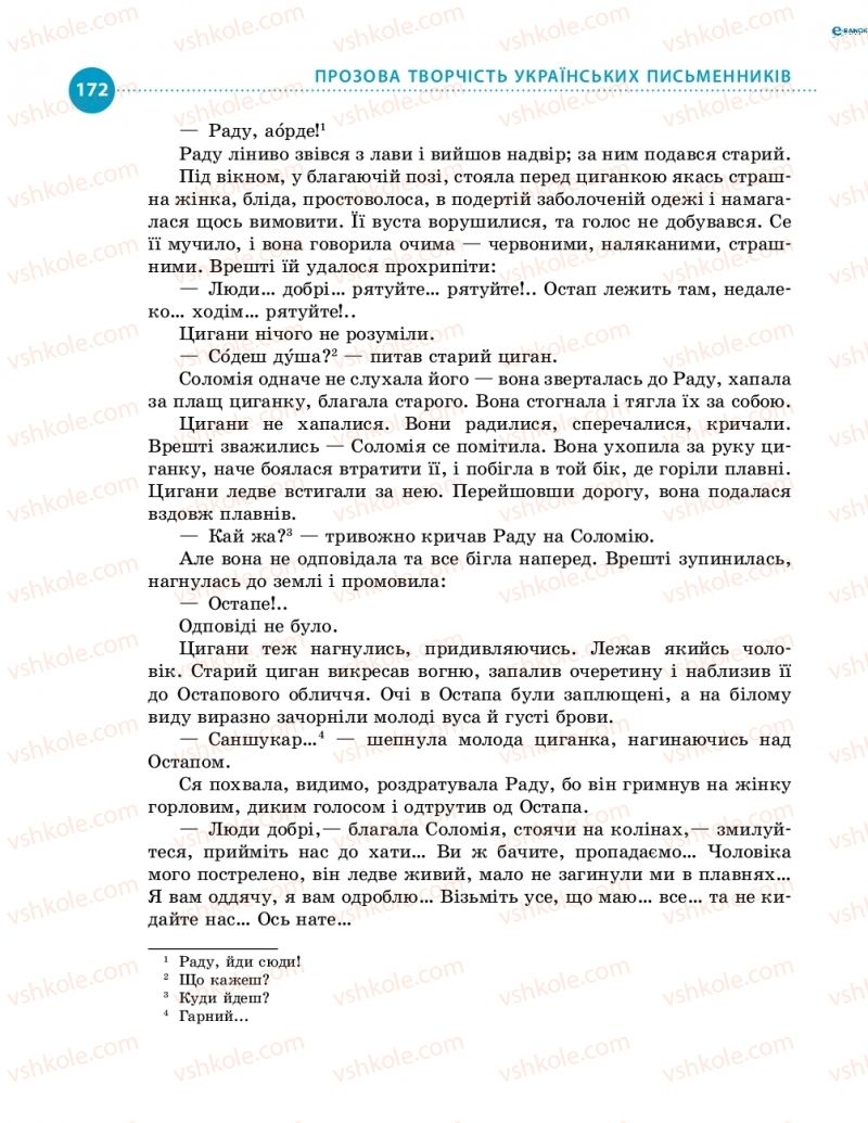 Страница 172 | Підручник Українська література 8 клас О.І. Борзенко, О.В. Лобусова 2016