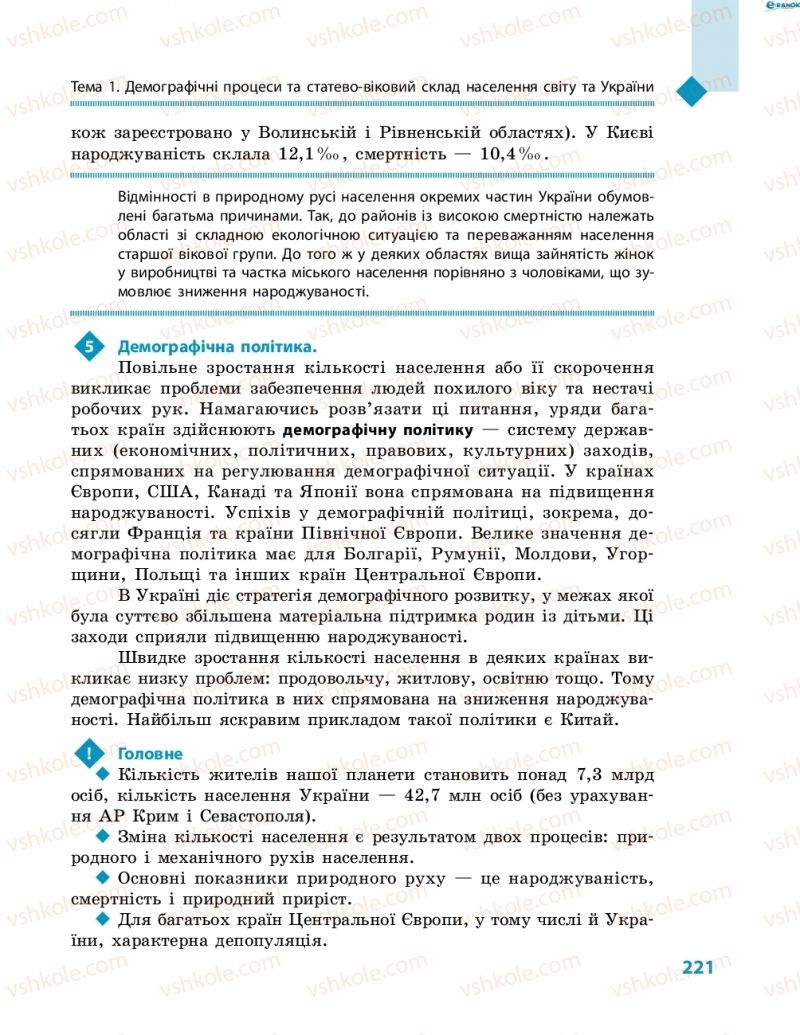 Страница 221 | Підручник Географія 8 клас Г.Д. Довгань, О.Г. Стадник 2016