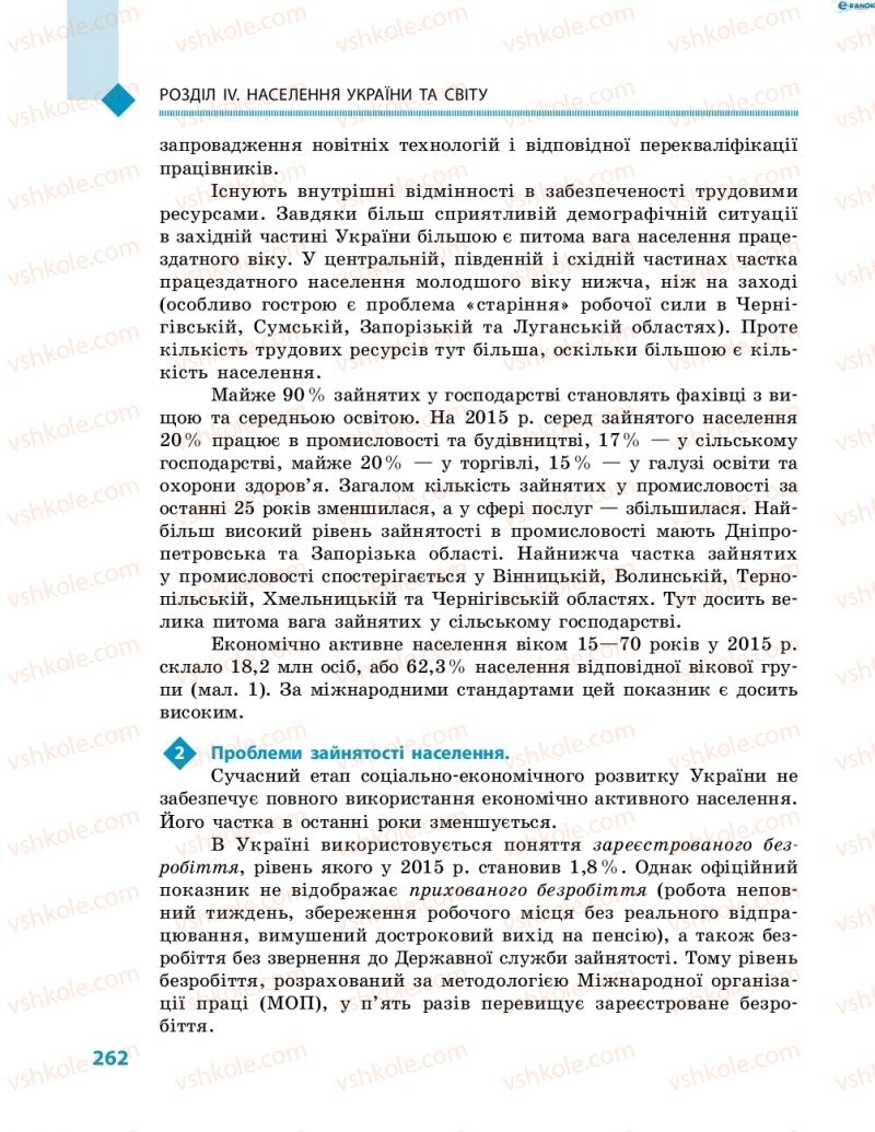 Страница 262 | Підручник Географія 8 клас Г.Д. Довгань, О.Г. Стадник 2016