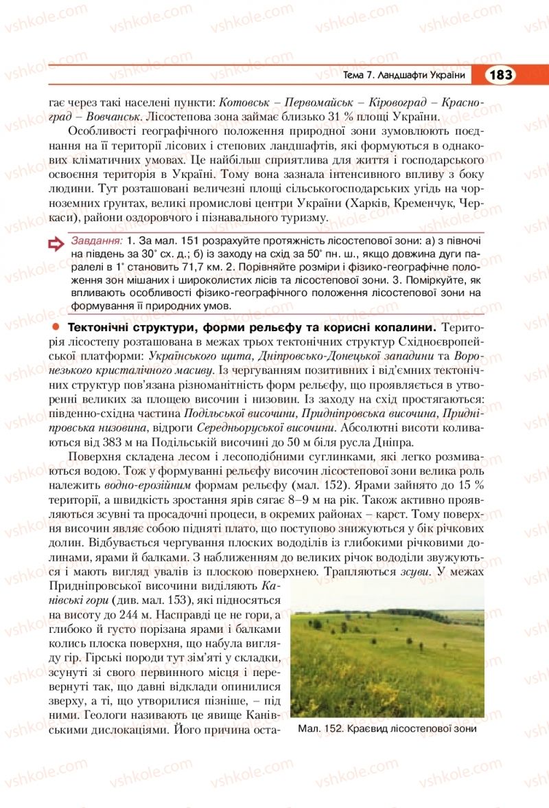 Страница 183 | Підручник Географія 8 клас С.Г. Кобернік, Р.Р. Коваленко 2016