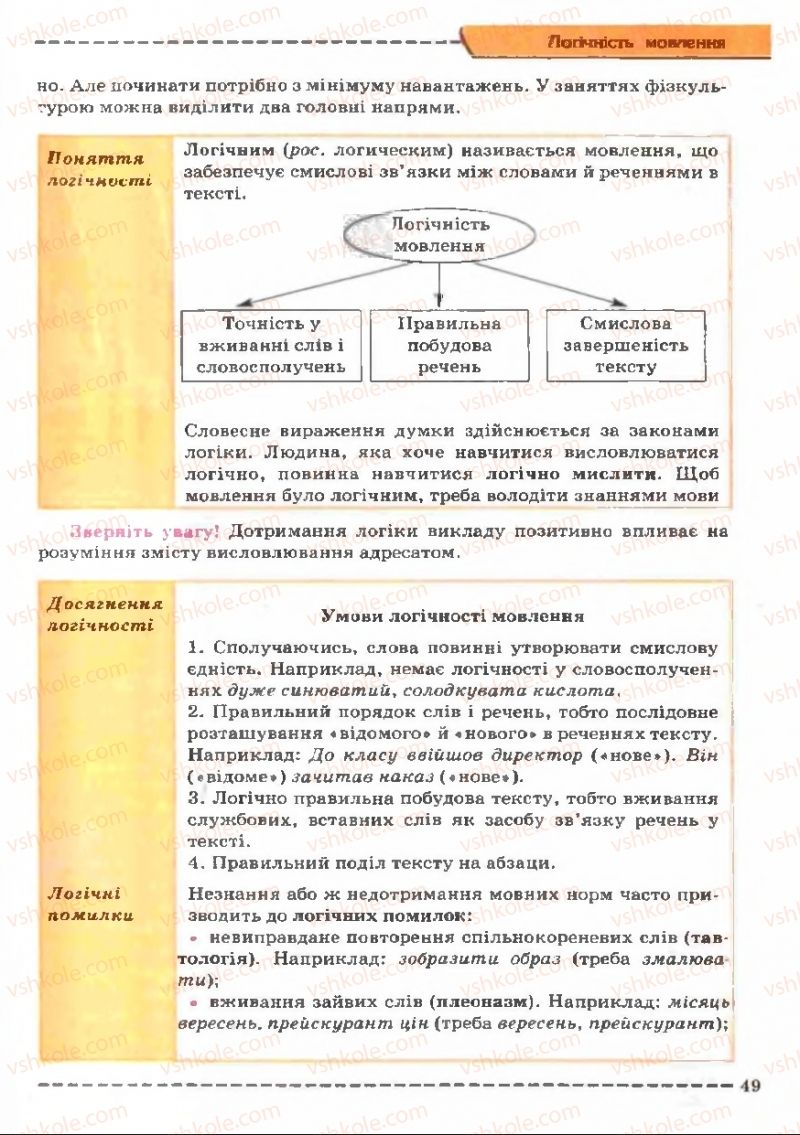 Страница 49 | Підручник Українська мова 11 клас В.В. Заболотний, О.В. Заболотний 2011
