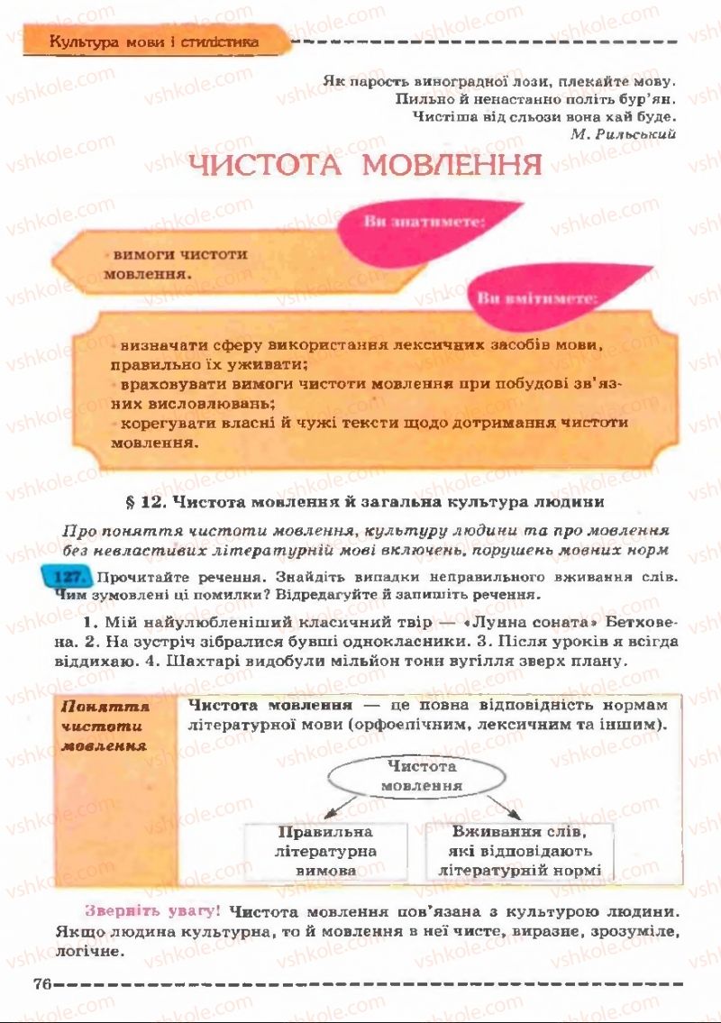 Страница 76 | Підручник Українська мова 11 клас В.В. Заболотний, О.В. Заболотний 2011