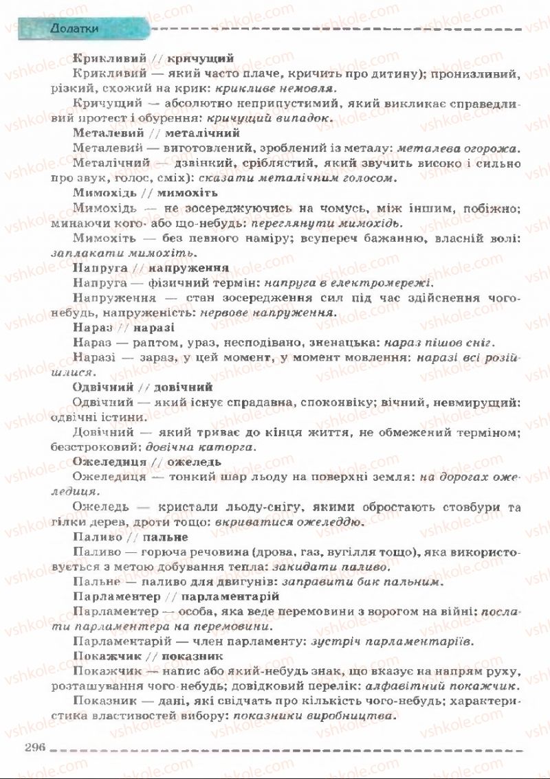 Страница 296 | Підручник Українська мова 11 клас В.В. Заболотний, О.В. Заболотний 2011