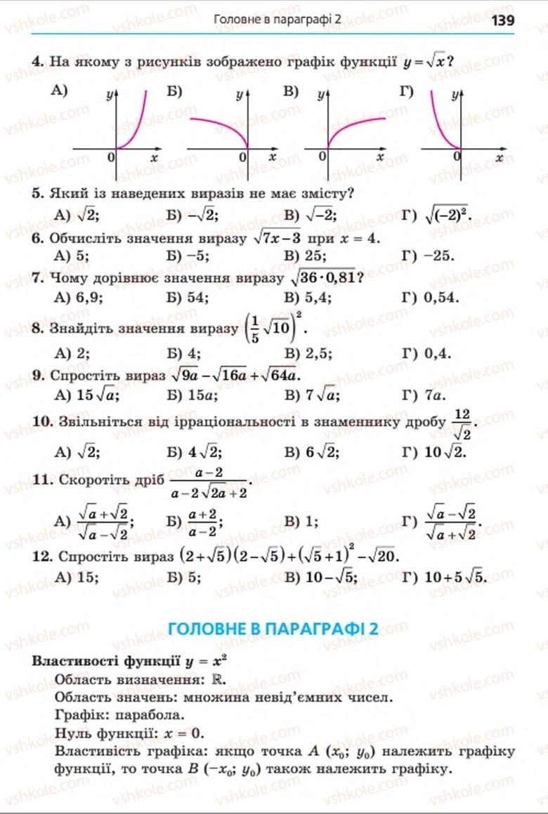 Страница 139 | Підручник Алгебра 8 клас А.Г. Мерзляк, В.Б. Полонський, M.С. Якір 2016