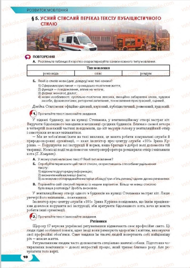 Страница 18 | Підручник Українська мова 8 клас О.М. Авраменко, Т.В. Борисюк, О.М. Почтаренко 2016