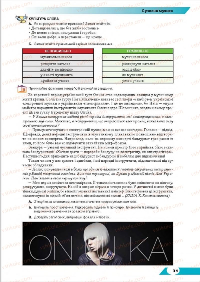 Страница 31 | Підручник Українська мова 8 клас О.М. Авраменко, Т.В. Борисюк, О.М. Почтаренко 2016