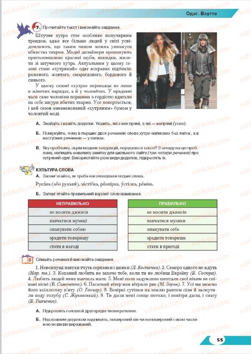 Страница 55 | Підручник Українська мова 8 клас О.М. Авраменко, Т.В. Борисюк, О.М. Почтаренко 2016