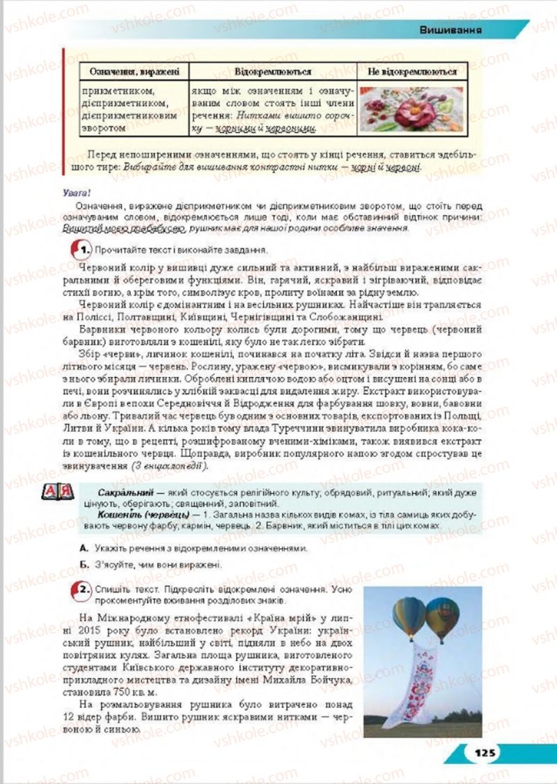 Страница 125 | Підручник Українська мова 8 клас О.М. Авраменко, Т.В. Борисюк, О.М. Почтаренко 2016