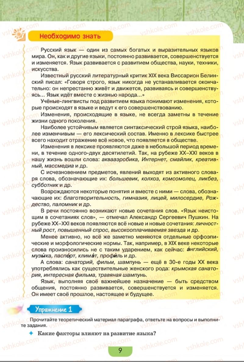 Страница 9 | Підручник Русский язык 8 клас Е.И. Быкова, Л.В. Давидюк, Е.Ф. Рачко 2016
