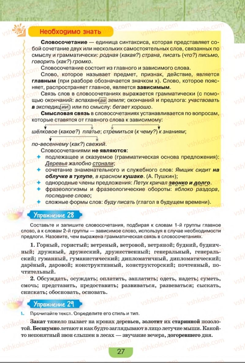 Страница 27 | Підручник Русский язык 8 клас Е.И. Быкова, Л.В. Давидюк, Е.Ф. Рачко 2016