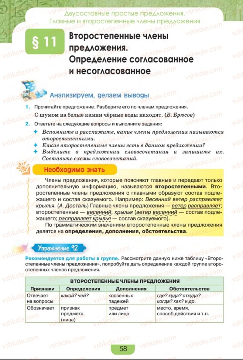 Страница 58 | Підручник Русский язык 8 клас Е.И. Быкова, Л.В. Давидюк, Е.Ф. Рачко 2016