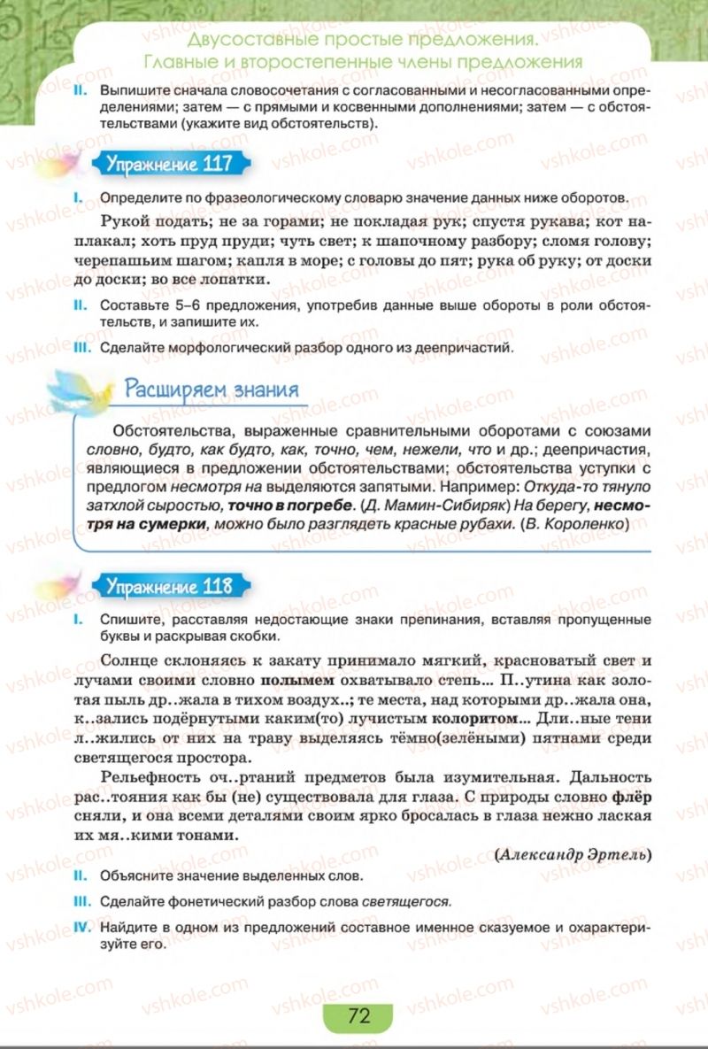 Страница 72 | Підручник Русский язык 8 клас Е.И. Быкова, Л.В. Давидюк, Е.Ф. Рачко 2016
