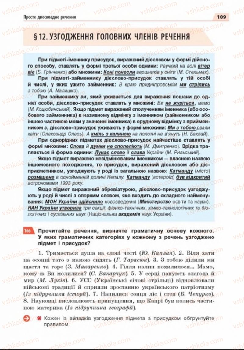 Страница 109 | Підручник Українська мова 8 клас О.П. Глазова 2016