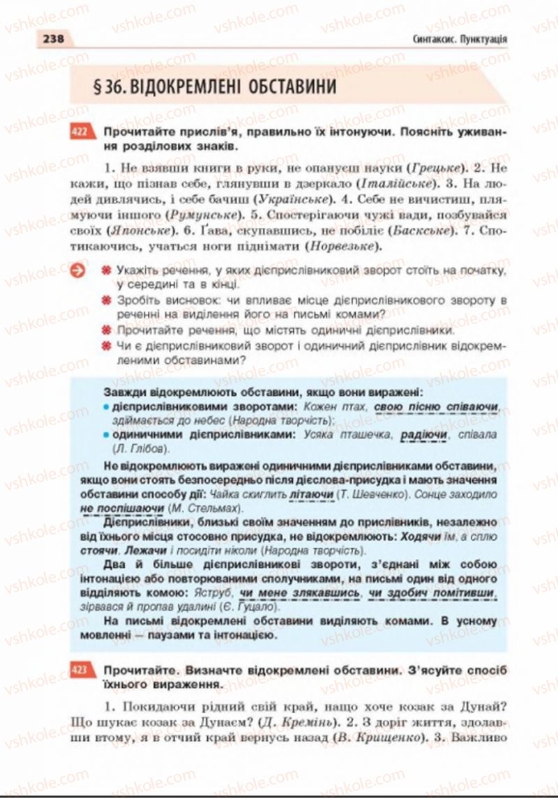 Страница 238 | Підручник Українська мова 8 клас О.П. Глазова 2016