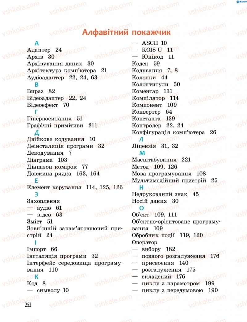 Страница 252 | Підручник Інформатика 8 клас О.О. Бондаренко, В.В. Ластовецький, О.П. Пилипчук 2016