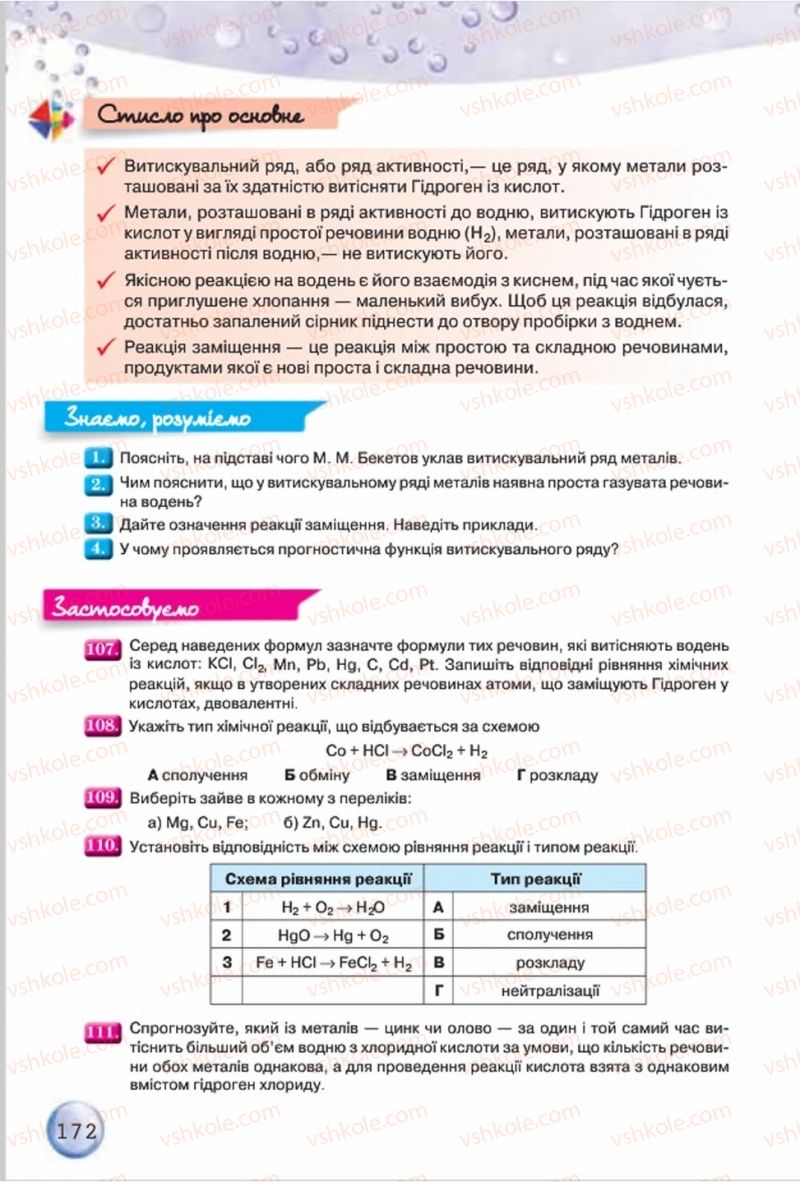 Страница 172 | Підручник Хімія 8 клас О.Г. Ярошенко 2016