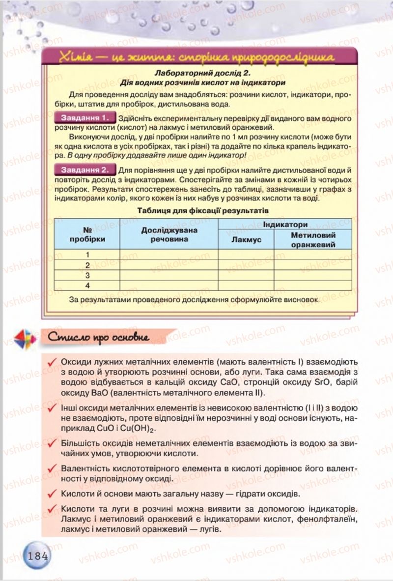 Страница 184 | Підручник Хімія 8 клас О.Г. Ярошенко 2016