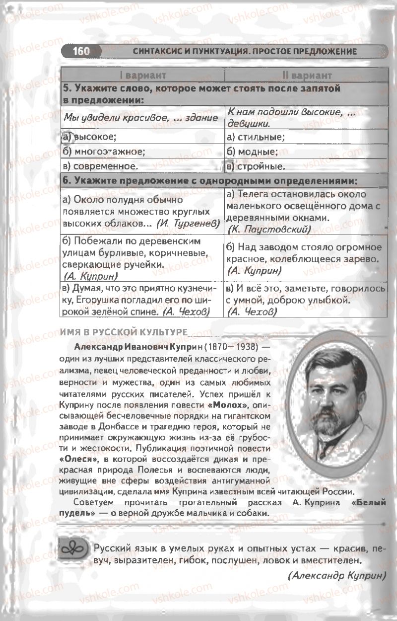 Страница 160 | Підручник Русский язык 8 клас Л.В Давидюк, В.И. Стативка 2008