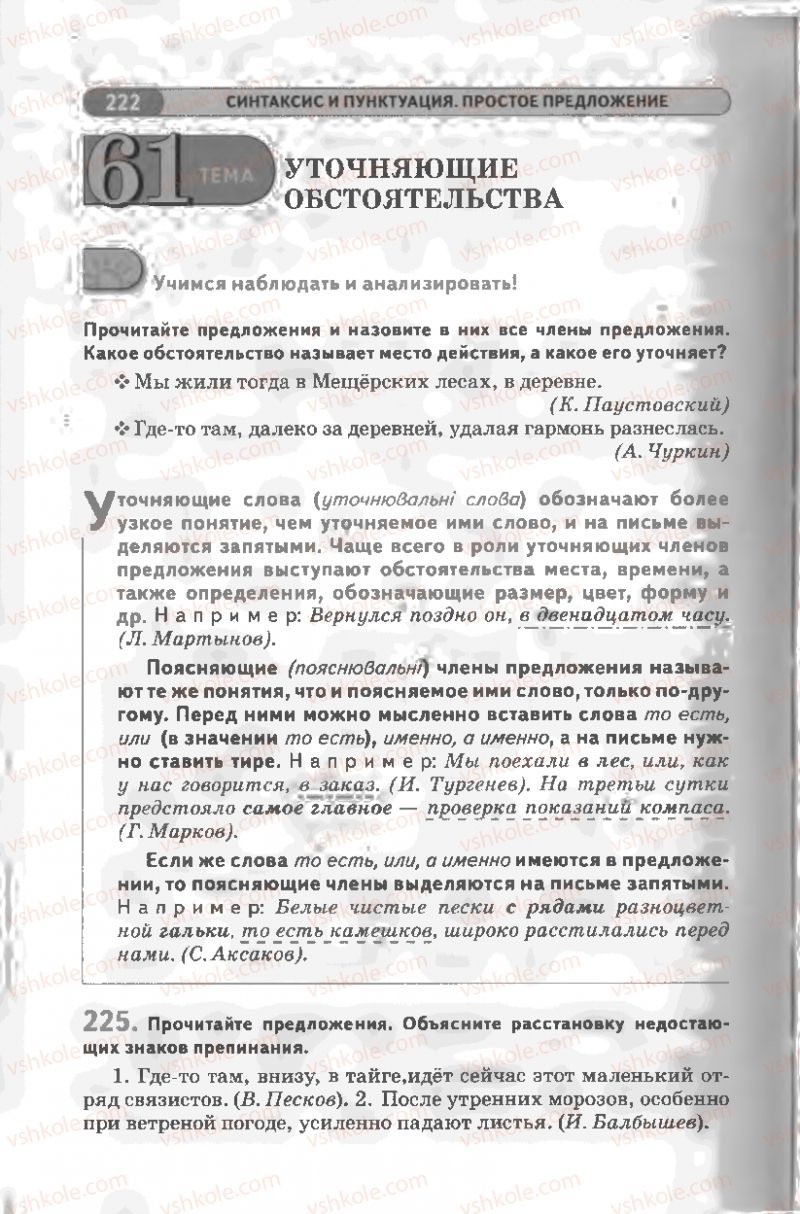 Страница 222 | Підручник Русский язык 8 клас Л.В Давидюк, В.И. Стативка 2008