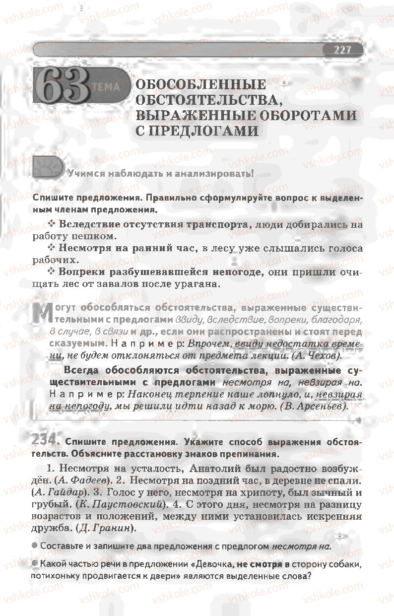Страница 227 | Підручник Русский язык 8 клас Л.В Давидюк, В.И. Стативка 2008