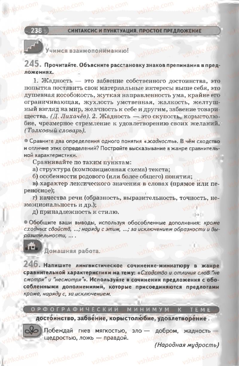 Страница 238 | Підручник Русский язык 8 клас Л.В Давидюк, В.И. Стативка 2008