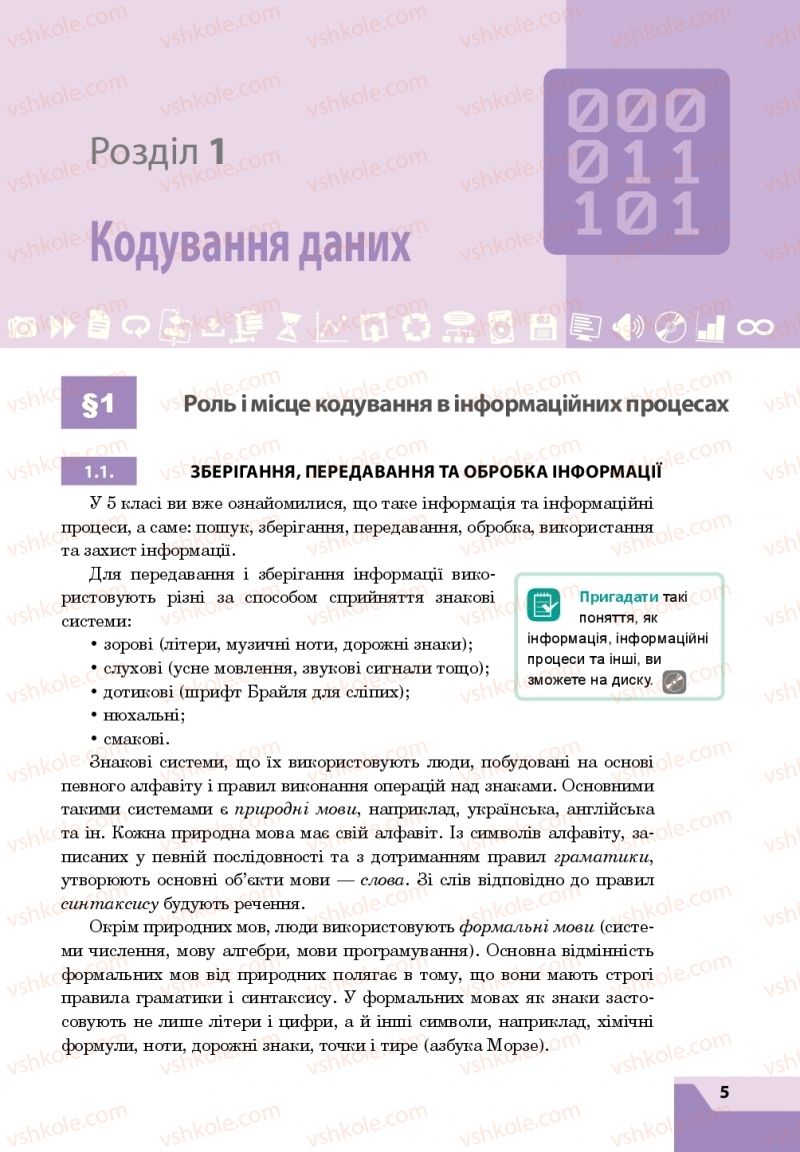 Страница 5 | Підручник Інформатика 8 клас О.П. Казанцева, І.В. Стеценкок 2016