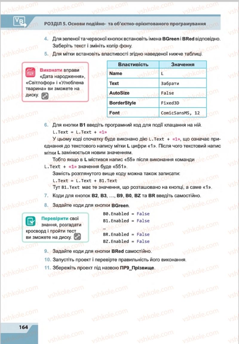 Страница 164 | Підручник Інформатика 8 клас О.П. Казанцева, І.В. Стеценкок 2016