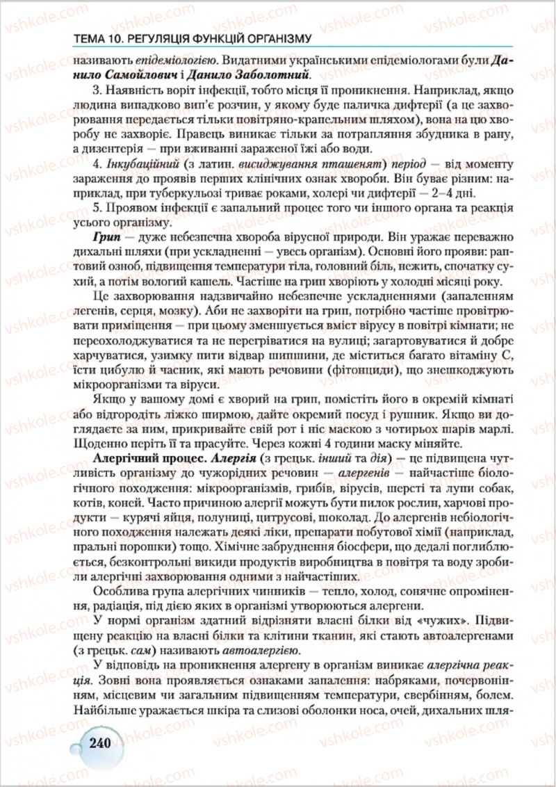 Страница 240 | Підручник Біологія 8 клас С.В. Страшко, Л.Г. Горяна, В.Г. Білик 2016