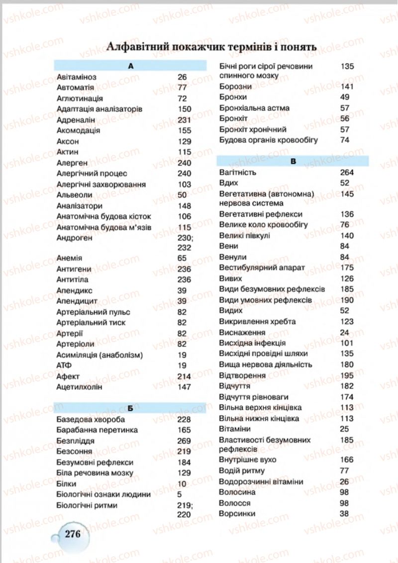 Страница 276 | Підручник Біологія 8 клас С.В. Страшко, Л.Г. Горяна, В.Г. Білик 2016