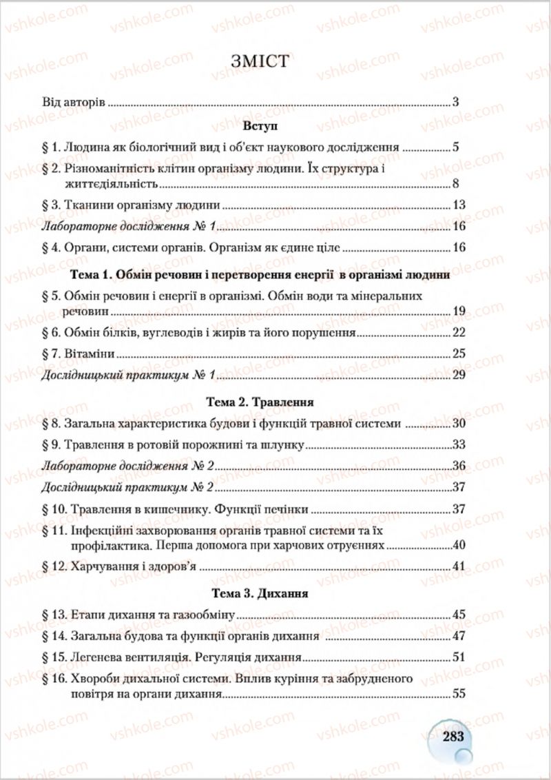 Страница 283 | Підручник Біологія 8 клас С.В. Страшко, Л.Г. Горяна, В.Г. Білик 2016