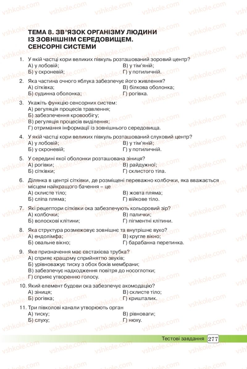 Страница 277 | Підручник Біологія 8 клас О.В. Костильов, С.П. Яценко 2016