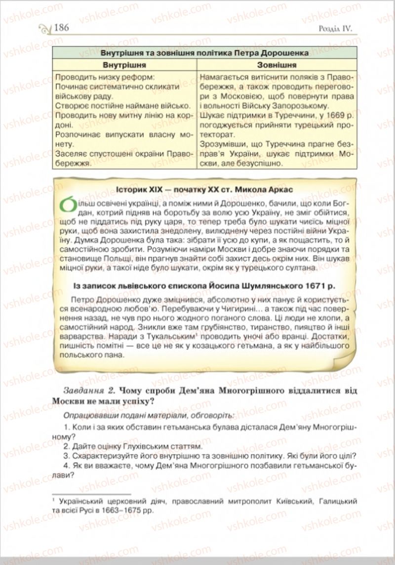Страница 186 | Підручник Історія України 8 клас Н.М. Гупан, І.І. Смагін, О.І. Пометун 2016