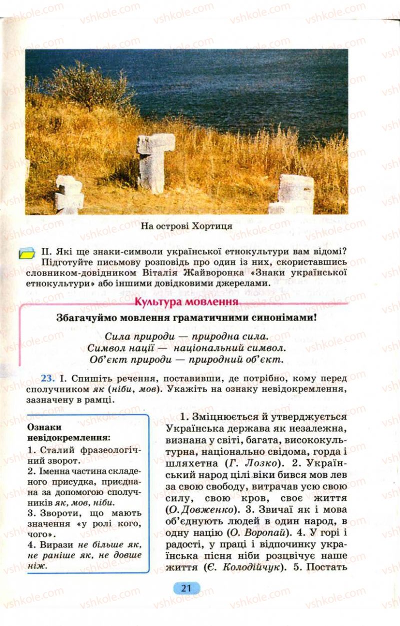 Страница 21 | Підручник Українська мова 9 клас М.І. Пентилюк, І.В. Гайдаєнко, А.І. Ляшкевич, С.А. Омельчук 2009