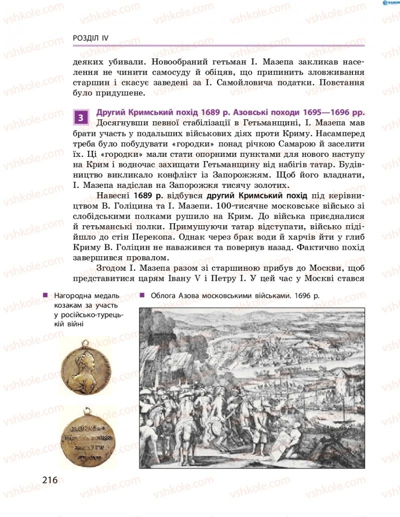 Страница 216 | Підручник Історія України 8 клас О.В. Гісем, О.О. Мартинюк 2016 Поглиблене вивчення