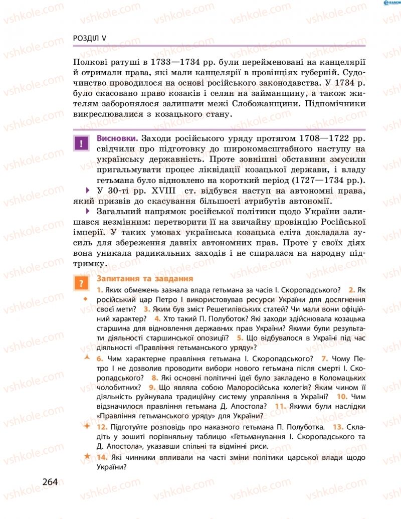 Страница 264 | Підручник Історія України 8 клас О.В. Гісем, О.О. Мартинюк 2016 Поглиблене вивчення