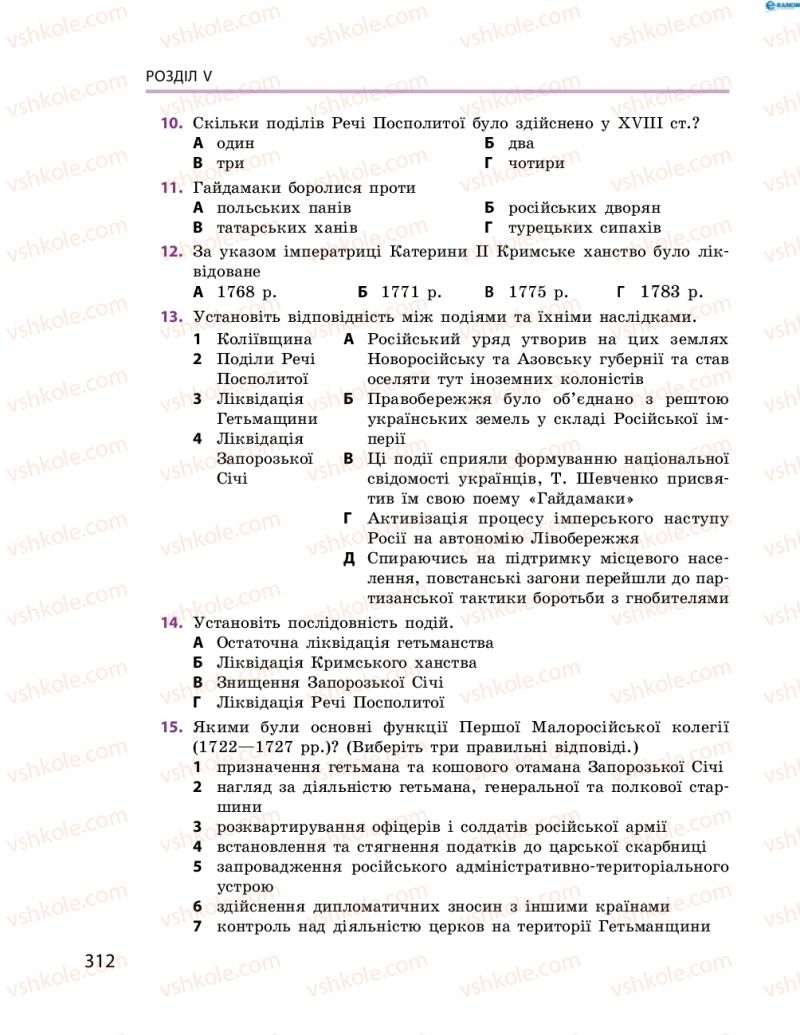 Страница 312 | Підручник Історія України 8 клас О.В. Гісем, О.О. Мартинюк 2016 Поглиблене вивчення