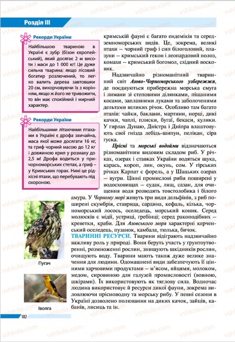 Страница 182 | Підручник Географія 8 клас В.М. Бойко, І.Л. Дітчук, Л.Б. Заставецька 2016