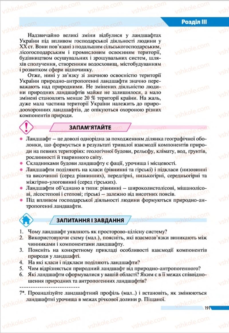 Страница 191 | Підручник Географія 8 клас В.М. Бойко, І.Л. Дітчук, Л.Б. Заставецька 2016