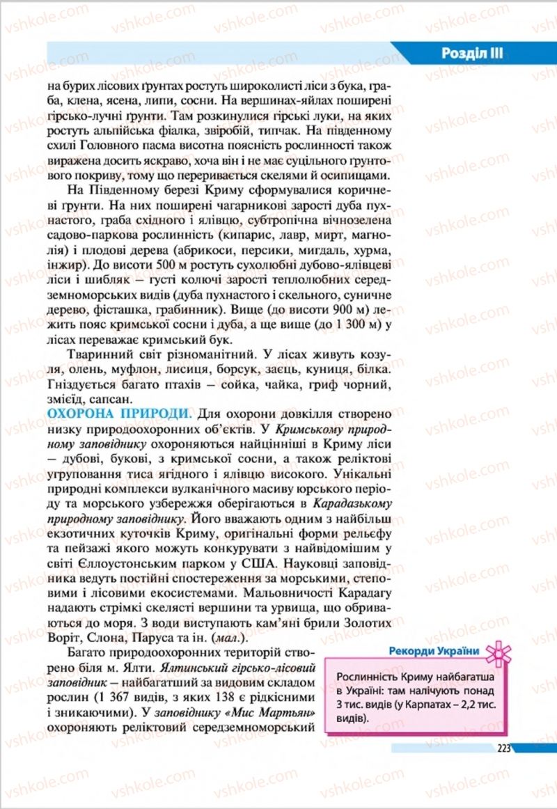 Страница 223 | Підручник Географія 8 клас В.М. Бойко, І.Л. Дітчук, Л.Б. Заставецька 2016