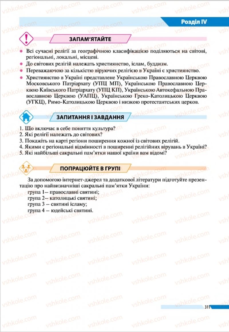 Страница 311 | Підручник Географія 8 клас В.М. Бойко, І.Л. Дітчук, Л.Б. Заставецька 2016