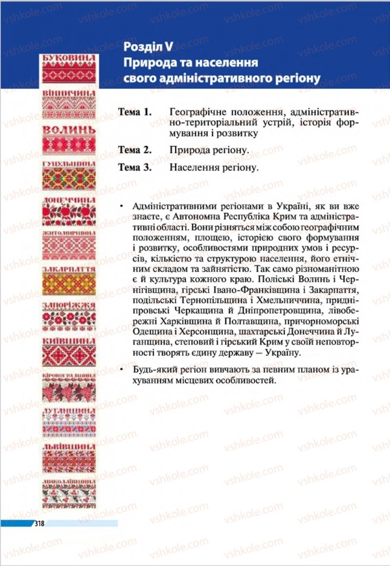 Страница 318 | Підручник Географія 8 клас В.М. Бойко, І.Л. Дітчук, Л.Б. Заставецька 2016