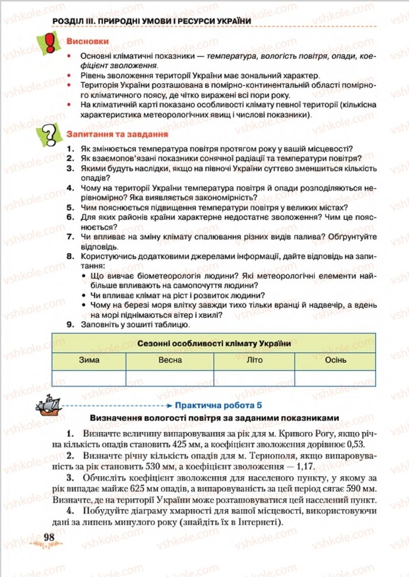 Страница 98 | Підручник Географія 8 клас Т.Г. Гільберг, Л.Б. Паламарчук, В.В. Совенко 2016