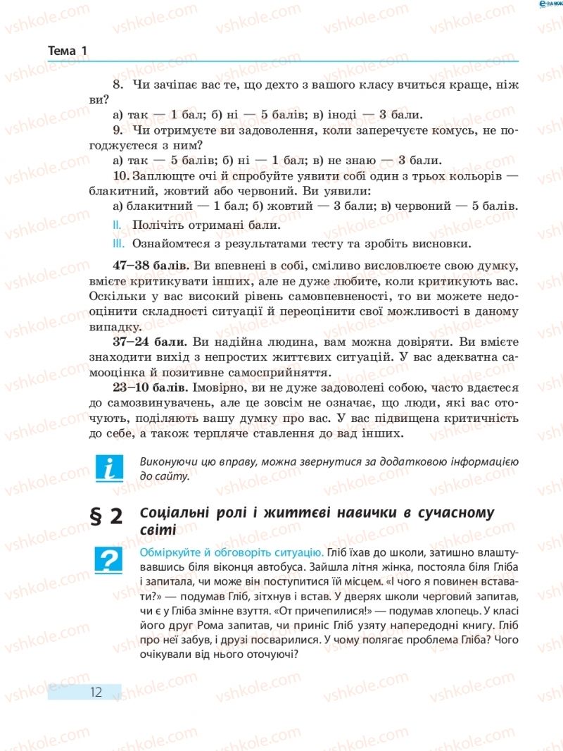 Страница 12 | Підручник Основи здоров'я 8 клас О.В. Тагліна 2016