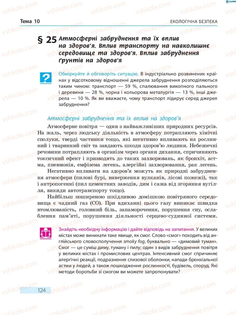 Страница 124 | Підручник Основи здоров'я 8 клас О.В. Тагліна 2016