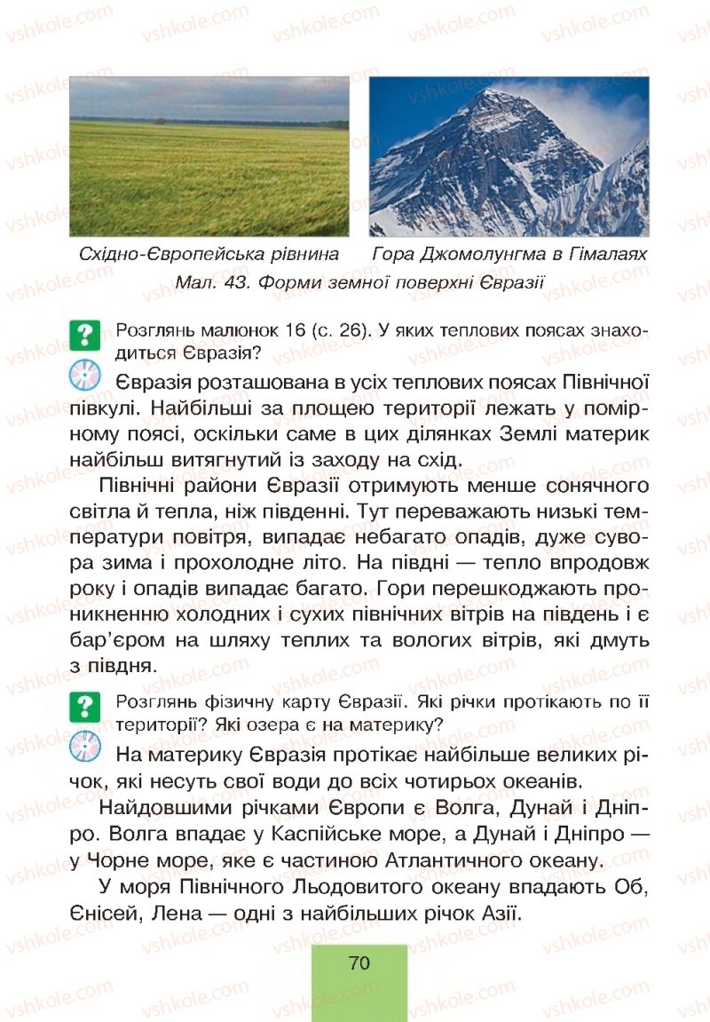 Страница 70 | Підручник Природознавство 4 клас Т.В. Гладюк, М.М. Гладюк 2015
