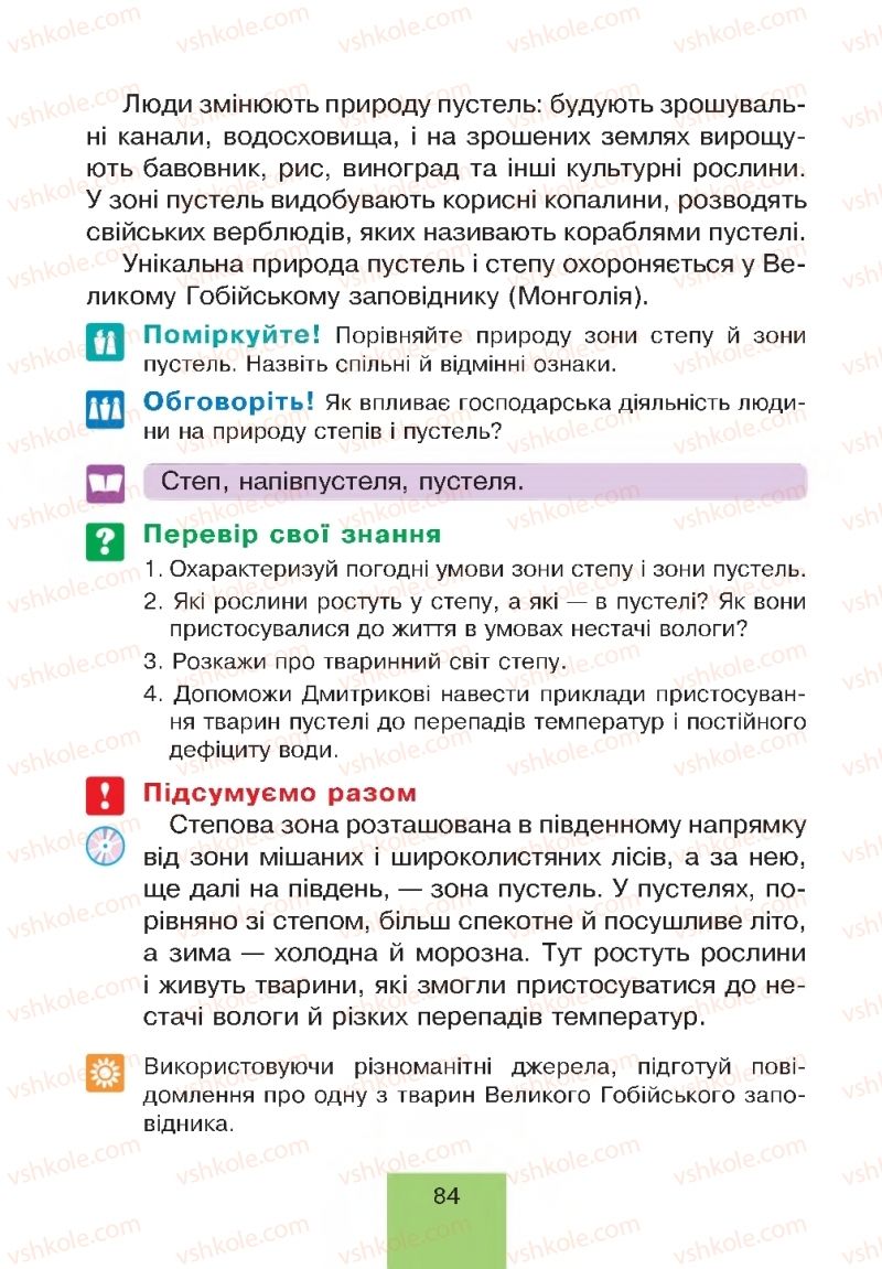 Страница 84 | Підручник Природознавство 4 клас Т.В. Гладюк, М.М. Гладюк 2015