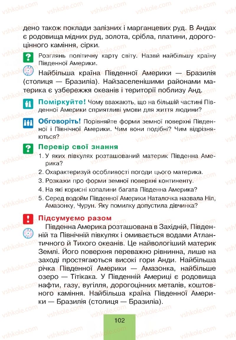 Страница 102 | Підручник Природознавство 4 клас Т.В. Гладюк, М.М. Гладюк 2015