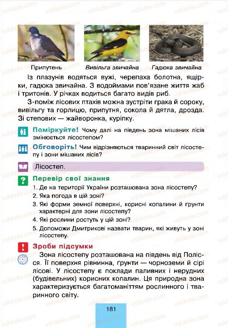 Страница 181 | Підручник Природознавство 4 клас Т.В. Гладюк, М.М. Гладюк 2015