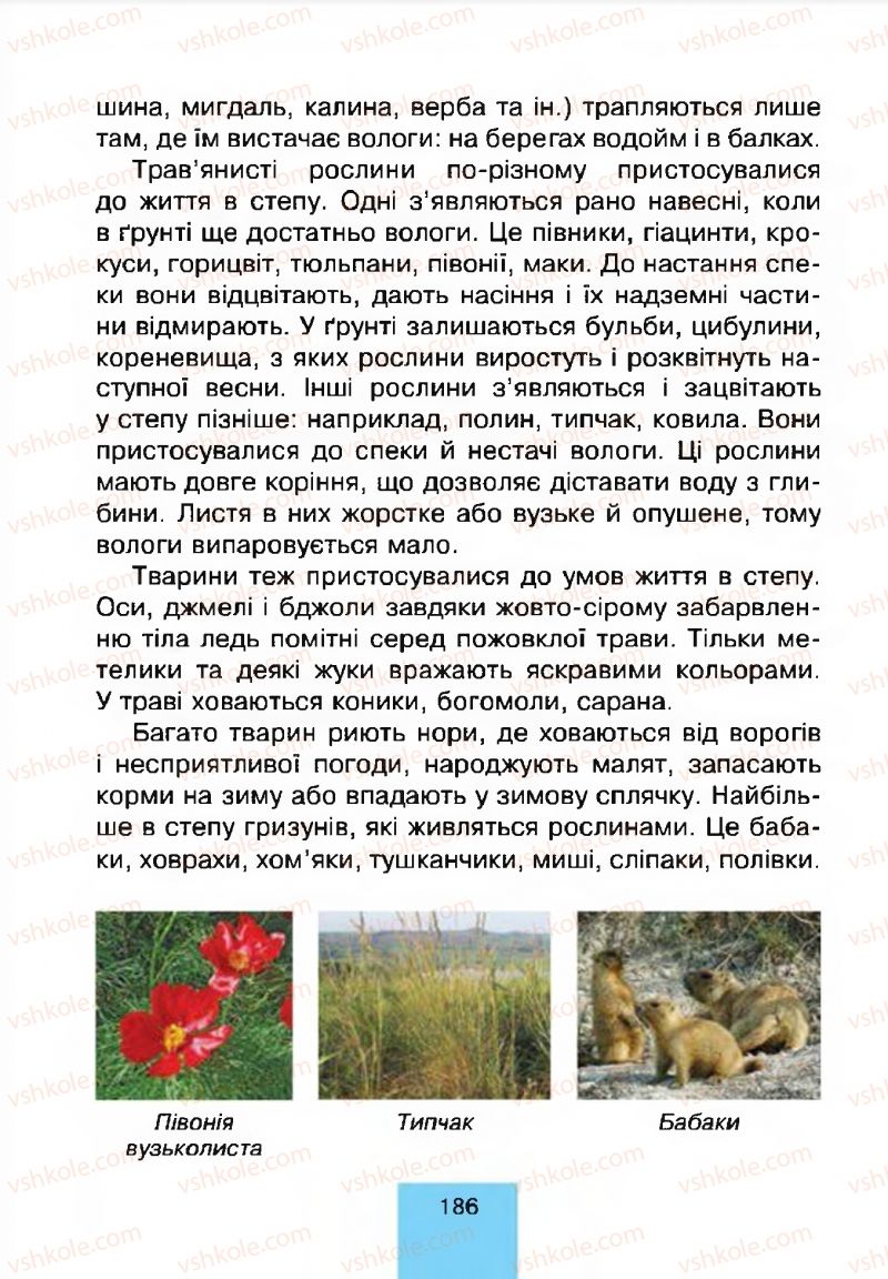 Страница 186 | Підручник Природознавство 4 клас Т.В. Гладюк, М.М. Гладюк 2015