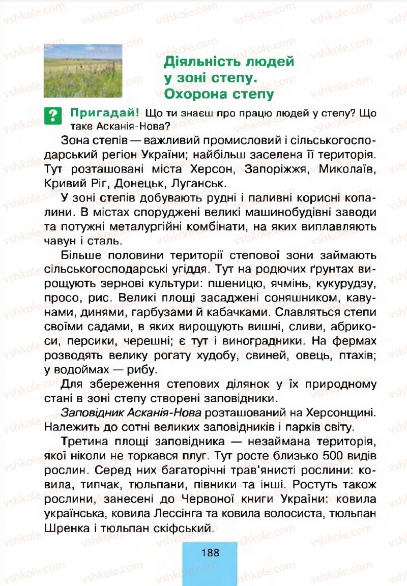 Страница 188 | Підручник Природознавство 4 клас Т.В. Гладюк, М.М. Гладюк 2015